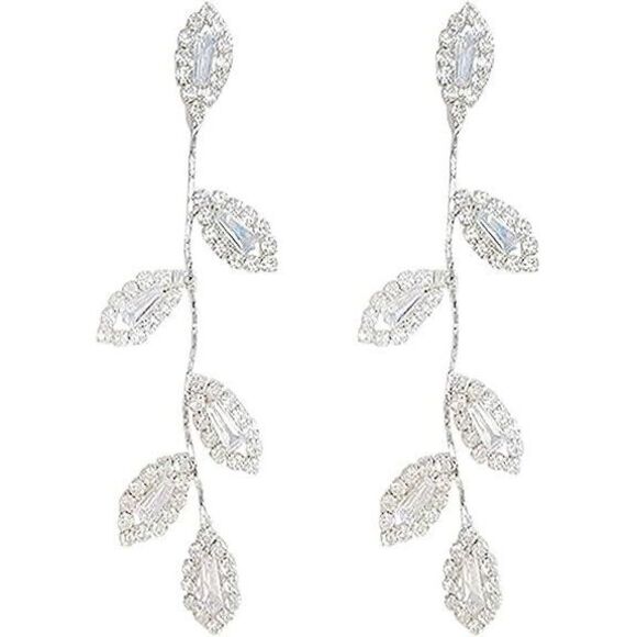 Dangling Earrings for Women Bridal Earrings for‎ Wedding Rhinestone Wedding Prom - Picture 1 of 3